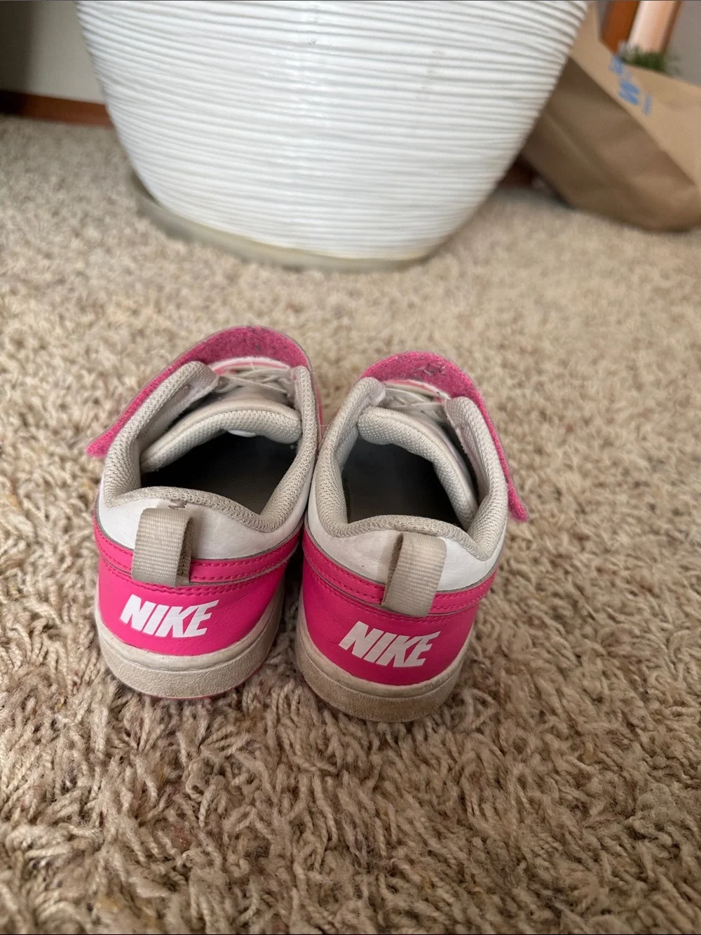 Nike Kids White and Hot Pink Dunk Low